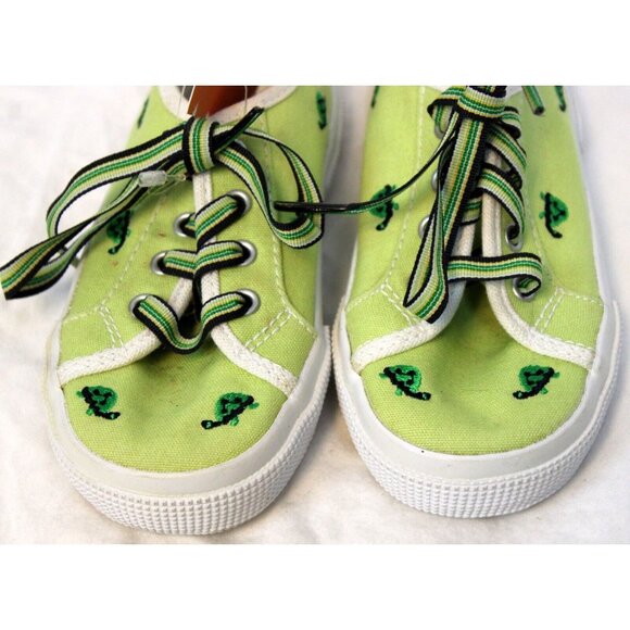 NEW 2006/05 Gymboree Prep Canvas Sneaker Shoes sz 12 Embroidered Turtles Green - Picture 5 of 10